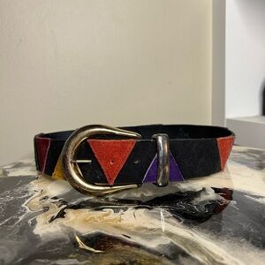 Vintage Leather Suede Triangle Multicolor Belt